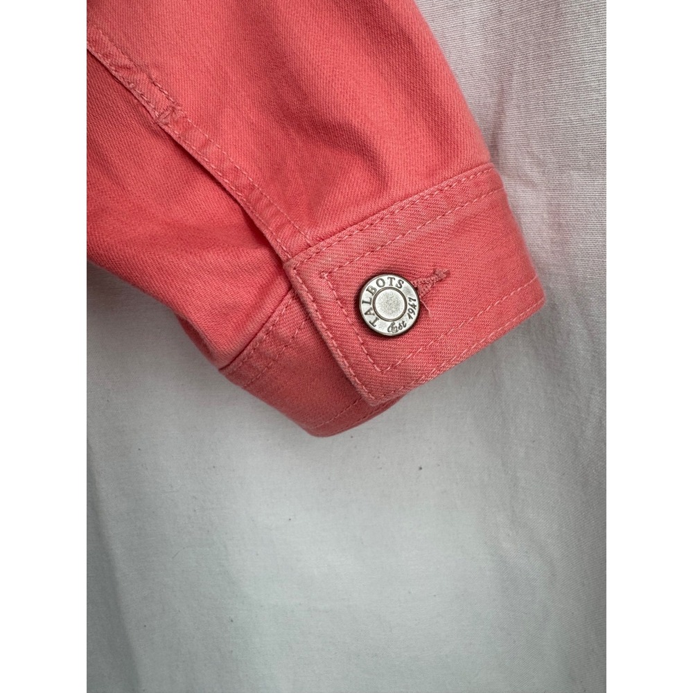 Talbots Plus Coral Pink Denim Jacket Stretch Cotton Blend Size 2X - Picture 8 of 8